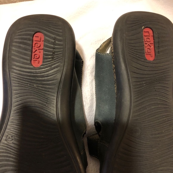 Rieker Denim Blue Leather Clogs - Picture 7 of 8